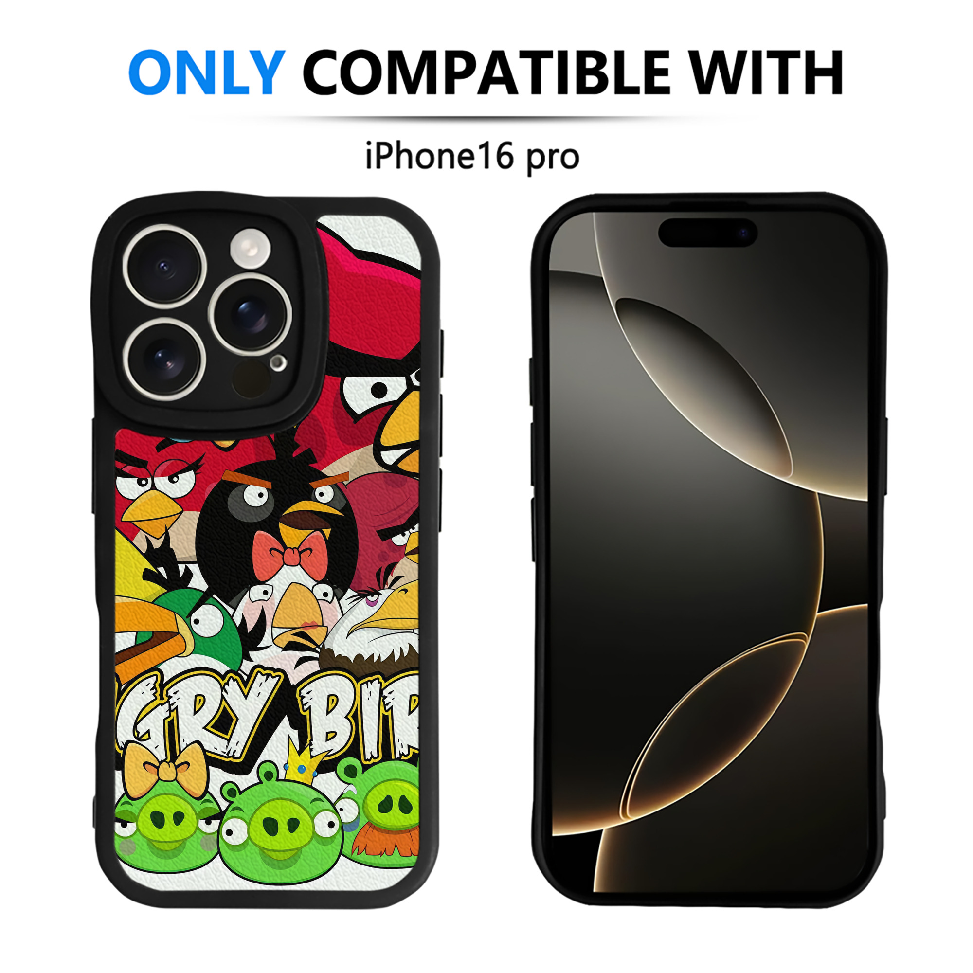 （画像用） Angry Birds アングリーバード 【iPhone 16シリーズ対応】シリコンスマホケース（レザー調） 材質：シリコン